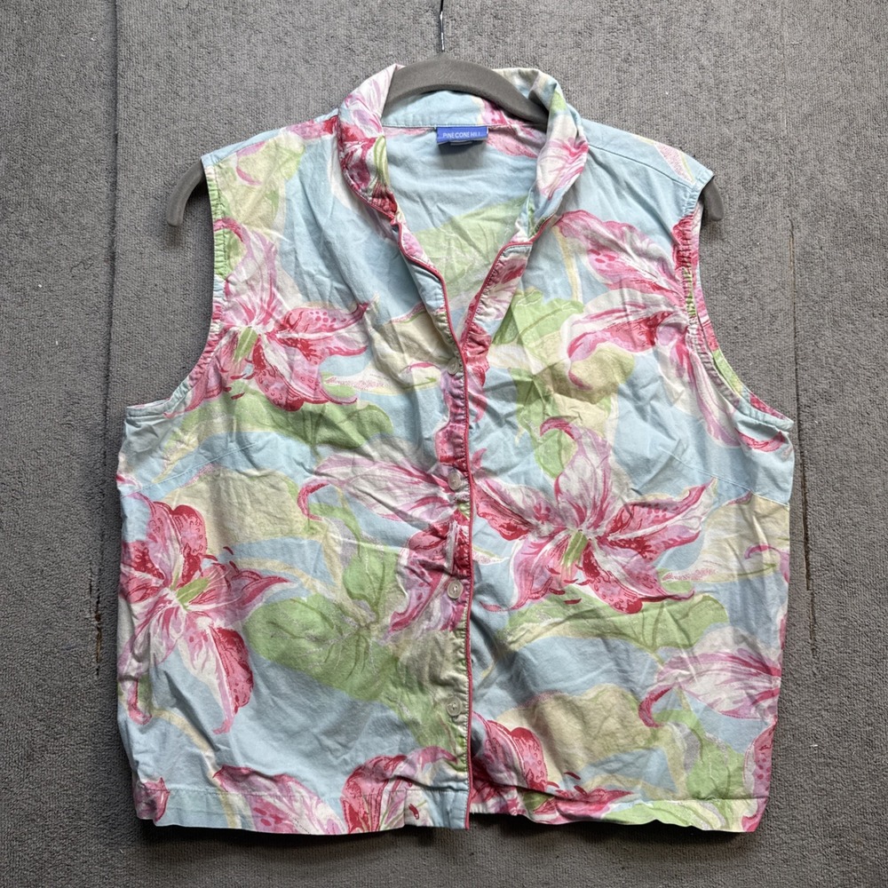 Pine‎ Cone Hill Fine Linens Floral Cotton Sleeveless Pajama Set Cottagecore M